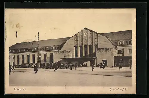 AK Karlsruhe, Blick zum Hauptbahnhof