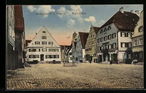 AK Oettingen i. Bayern, Gasthaus zum Hirschen, Marktplatz