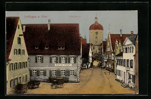 AK Oettingen a. Ries, Hotel Post, Königsturm