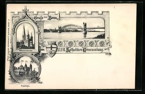 AK Bonn, XLVII. Katholiken Versammlung, Münsterkirche, Festhalle