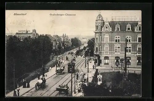AK Düsseldorf, Grafenberger-Allee mit Strassenbahn