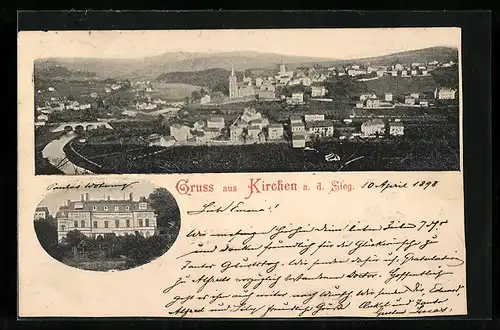 AK Kirchen a. d. Sieg, Ortsansicht aus der Vogelschau