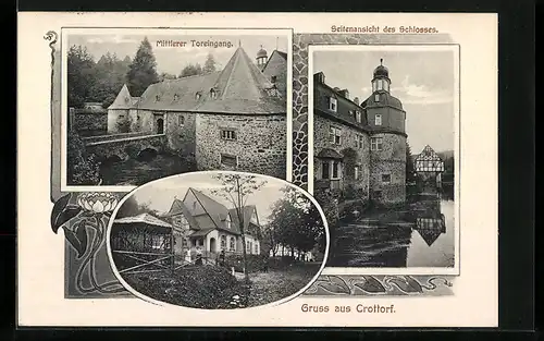 AK Crottorf, Schlosspartie, Gasthaus zum Wildenburger Hof, Inh. Jul. Klein