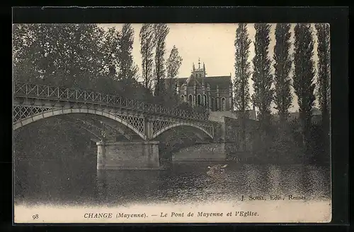 AK Changé, Le Pont de Mayenne et l`Eglise