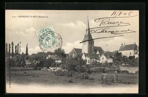 AK Chemeré-le-Roi, Ortspartie mit Blick auf die Kirche