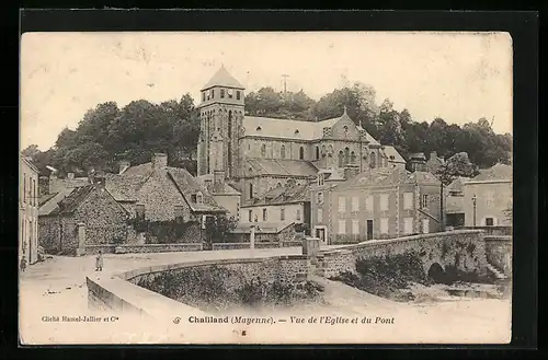 AK Chailland, Vue de l`Eglise et du Pont