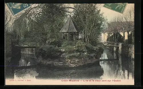 AK Craon, L`ile et le vieux pont sur l`Oudon