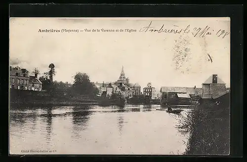 AK Ambrières, Vue de la Varenne et de l`Eglise