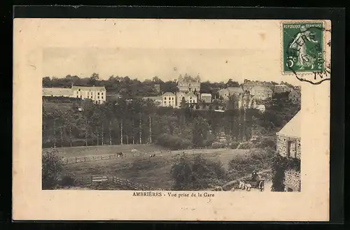 AK Ambrières, Vue prise de la Gare