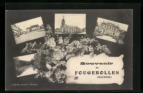 AK Fougerolles, Schloss, Kirche, Ortspartie