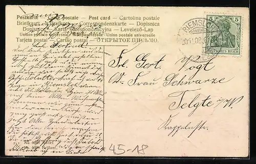 AK Liebespaar im Ruderboot auf einem See