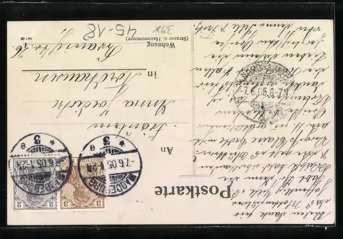 AK Mann mit Paddel im Kanu