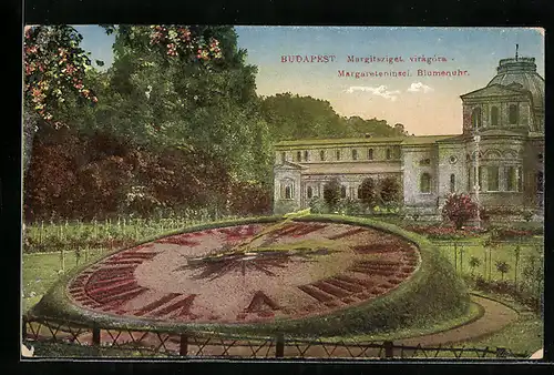 AK Budapest, Margareteninsel, Blumenuhr