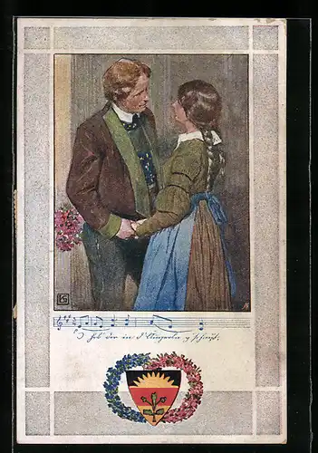 Künstler-AK Karl Friedrich Gsur: Deutscher Schulverein Nr. 374: Mann und Frau halten Hände