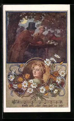 Künstler-AK Karl Friedrich Gsur: Deutscher Schulverein Nr. 1066: Mann und Frau zu Tisch