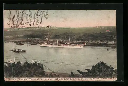 AK German Gunboat Buzzard in Buffalo Harbour, East London, Kriegsschiff