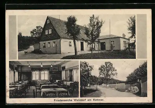 AK Walddorf, Partie am Gasthaus zur Friedensseiche, Bes. Herm. Adam, Innenansicht