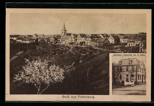 AK Patersberg, Teilansicht, Gasthaus z. Rheinblick