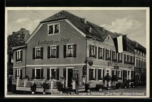 AK Geisenheim a. Rh., Hotel und Weinhaus Zur Post von Karl Hof
