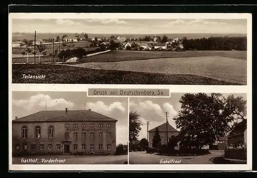 AK Deutschenbora i. Sa., Gasthof Deutschenbora, Teilansicht der Ortschaft