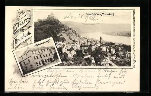 AK Braubach a. Rh., Hotel Nassauer Hof, Ortsansicht