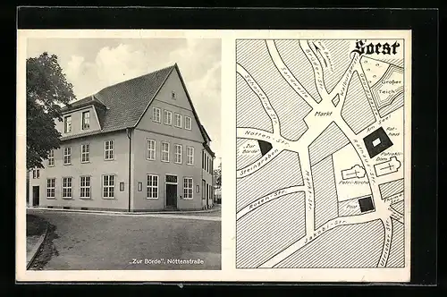 AK Soest, Gasthaus zur Börde, Nöttenstrasse, Strassenkarte