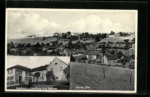 AK Rinnen / Eifel, Ortsansicht, Gasthaus u. Handlung Hub. Dahmen