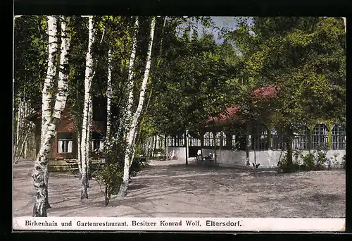 AK Eltersdorf, Birkenhain und Gartenrestaurant von Konrad Wolf