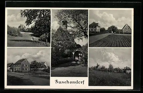 AK Puschendorf, Strassenpartie mit Wohnhäusern, an der Kirche