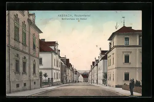 AK Ansbach, Reuterviertel, Schillerstrasse von Norden aus