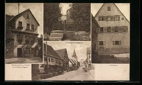 AK Cleversulzbach, Wirtschaft zur Traube v. Georg Hägele, Pfarrhaus