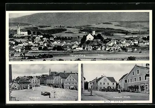 AK Hengersberg, Marktplatz, Passauer Strasse, Ortsansicht