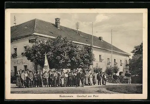AK Bodenmais, Gruppenfoto vorm Gasthaus zur Post