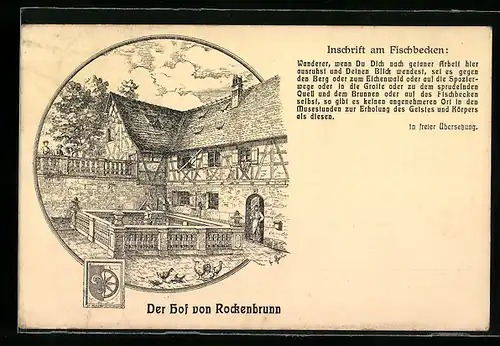 Künstler-AK Rockenbrunn, Partie am Hof