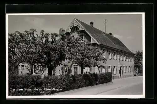 AK Eimeldingen, Gasthaus zum Löwen mit Strassenpartie