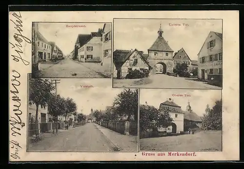 AK Merkendorf, Hauptstrasse, Unteres Tor, Oberes Tor, Vorstadt