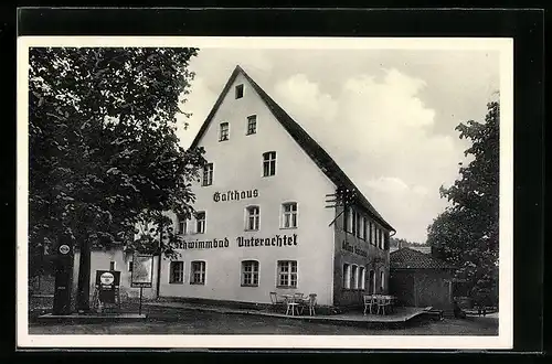 AK Unterachtel, Gasthaus u. Schwimmbad, Bes.: Sigmund Rauenbusch