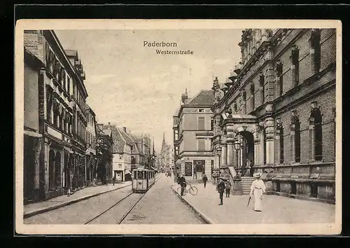 AK Paderborn, Westernstrasse mit Strassenbahn
