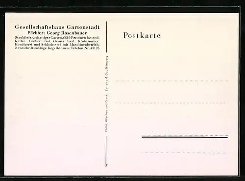 AK Nürnberg, Gesellschaftshaus Gartenstadt, Gas-Grossküchen-Einrichtung