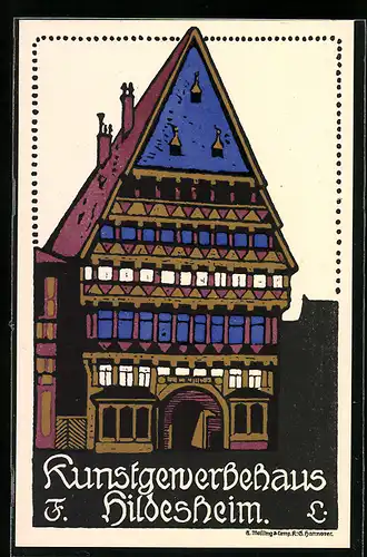 Steindruck-AK Hildesheim, Ansicht des Kunstgewerbehauses