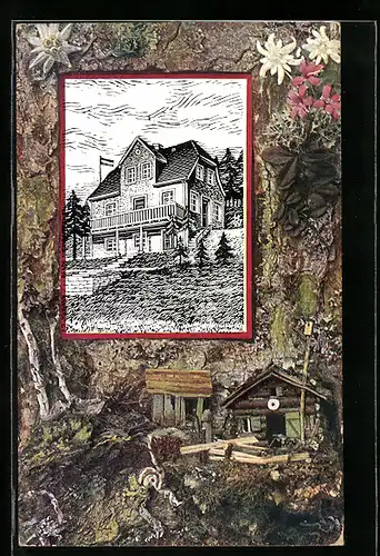 Präge-AK Hohenstadt /Mfr., Haus mit Veranda im Ort