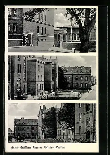 AK Potsdam-Nedlitz, Artillerie-Kaserne, Soldaten auf dem Kasernenhof