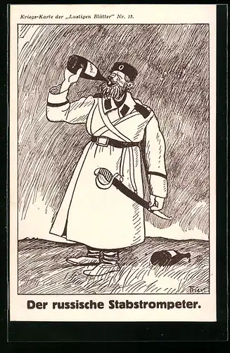 Künstler-AK Walter Trier: Der russische Stabstrompeter