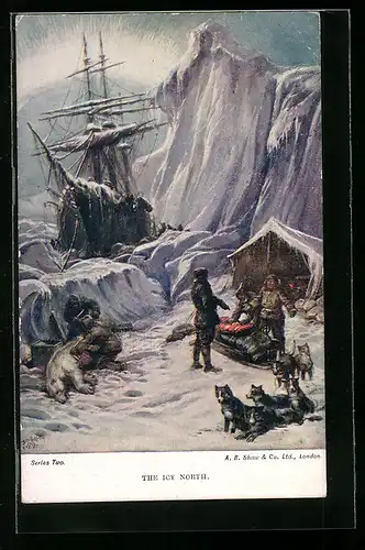 AK The Icy North, Männer im Schnee auf einer Expedition