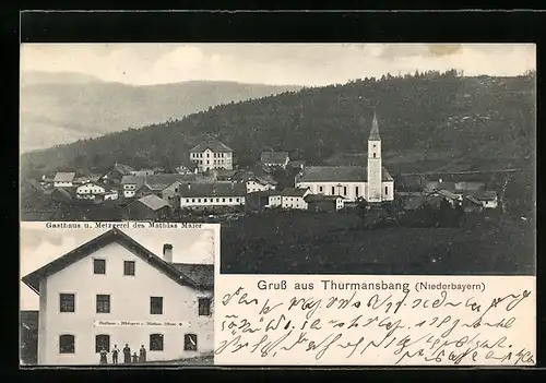 AK Thurmansbang i. Niederbayern, Gasthaus und Metzgerei Mathias Maier