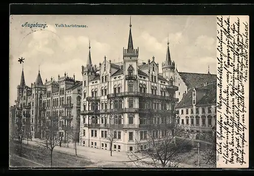 AK Augsburg, Prächtige Häuser in der Volkhartstrasse