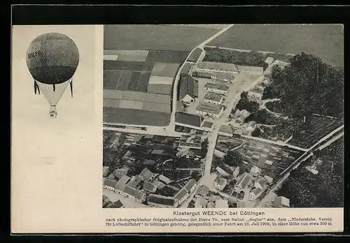 AK Weende b. Göttingen, Fliegeraufnahme des Klosterguts vom Ballon Segler aus