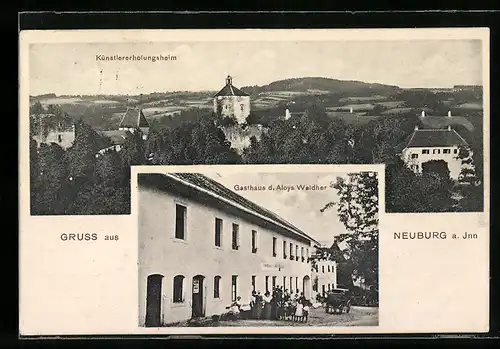 AK Neuburg a. Inn, Gasthaus d. Aloys Waldher, Künstlererholungsheim