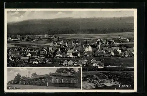 AK Pleinfeld, Bahnhof und Ortsansicht