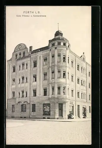 AK Fürth i. B., Ecke Flössau- und Sonnenstrasse